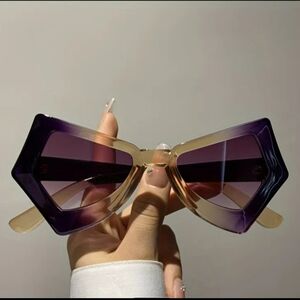 Bold Hexagonal Sunglasses in Purple Gradient - Fashion Women's Shades